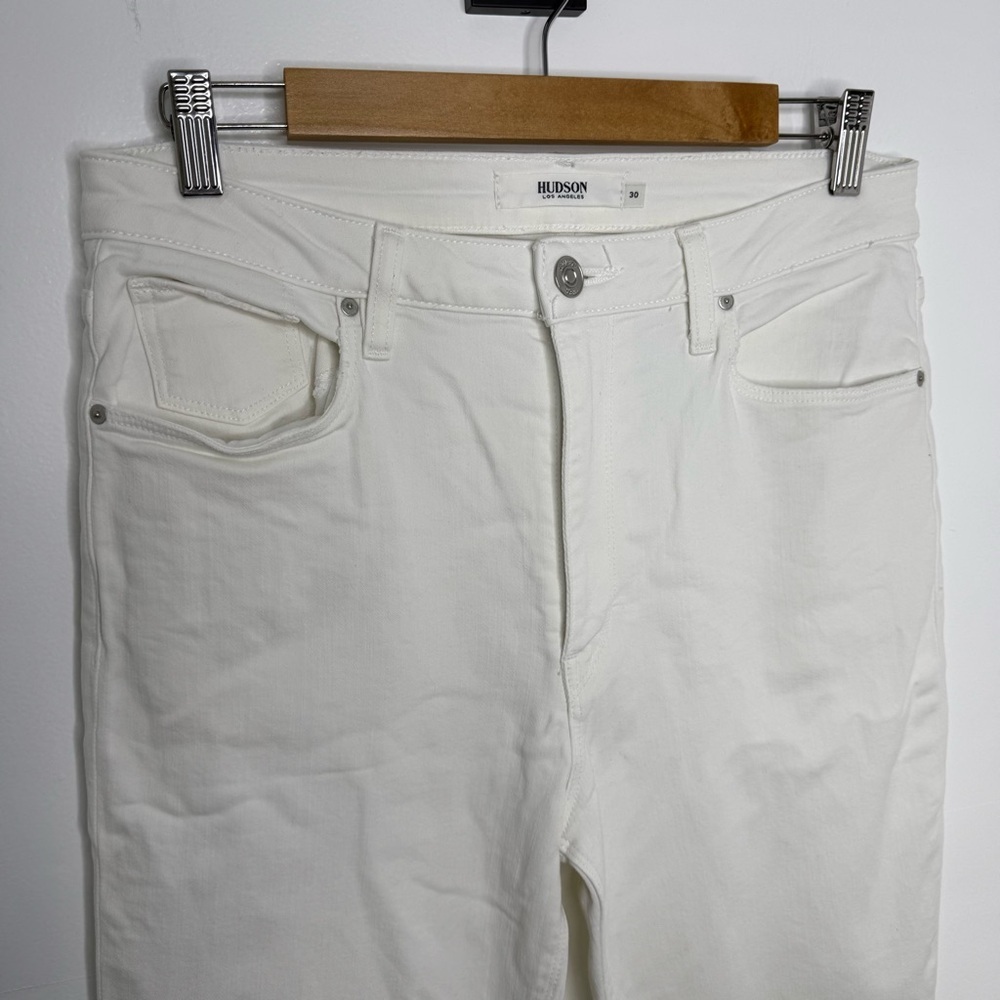 HUDSON Holly High Rise Flare White Denim Jeans *Tall/Long Inseam - Picture 4 of 9